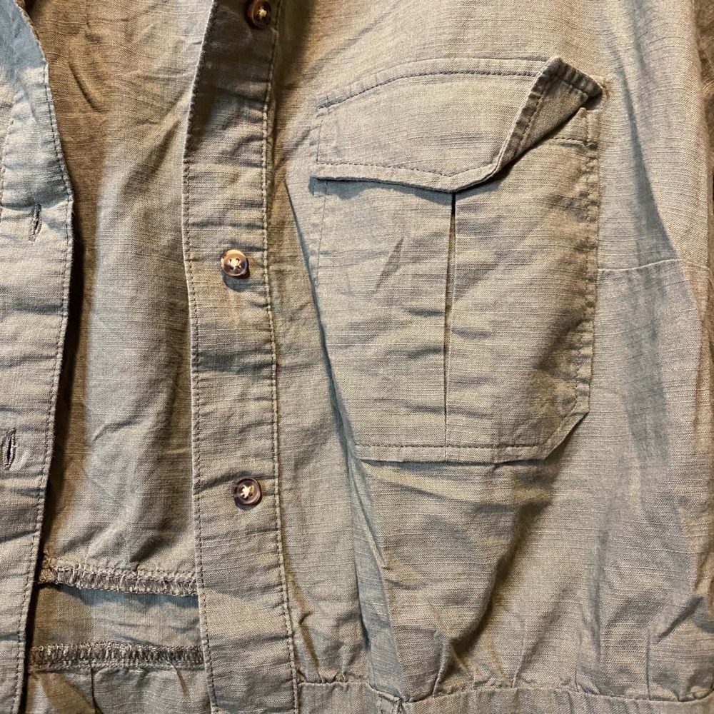 HM Divided Olive Green‎ Utility Shirt Dress Cotton Long Sleeve Button Down L - Picture 2 of 7